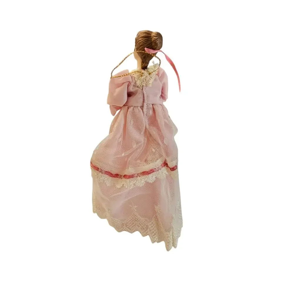 Vintage Christmas Tree Topper Angel Light Pink Porcelain Victorian